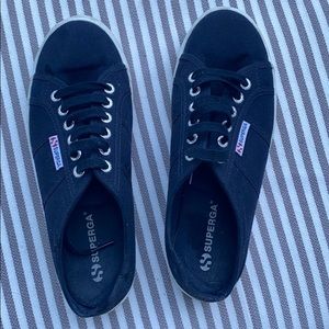 Superga backless Navy platform sneakers